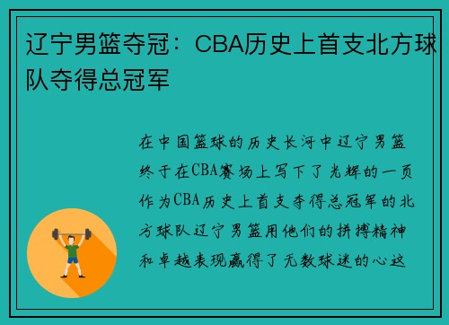 辽宁男篮夺冠：CBA历史上首支北方球队夺得总冠军